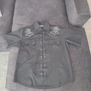 Kreepsville 666 Black Bat Bone Western Shirt